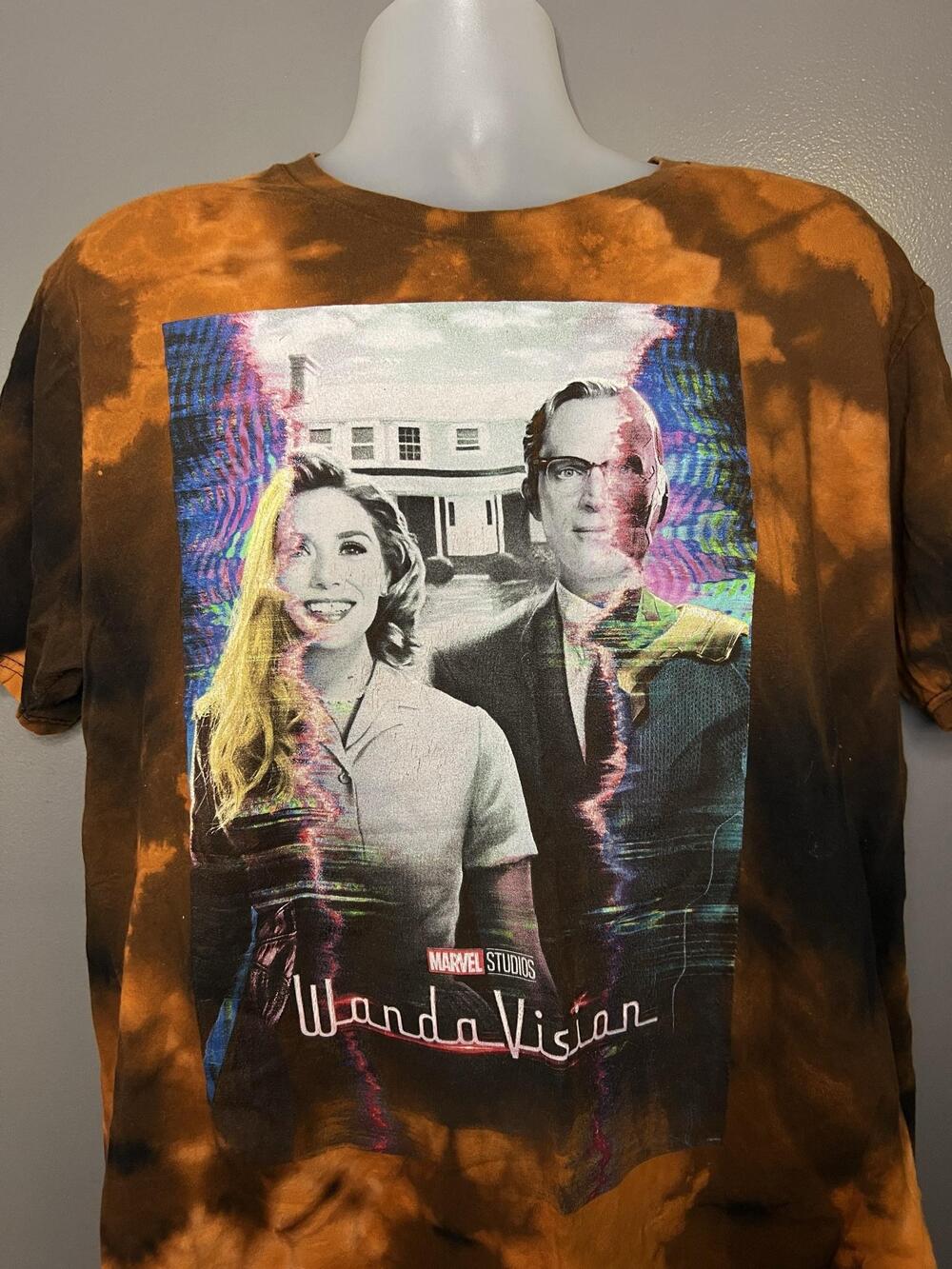 Marvel WandaVision Shirt Mens XL Orange Tie Dye Marvel Studios Graphic Tee